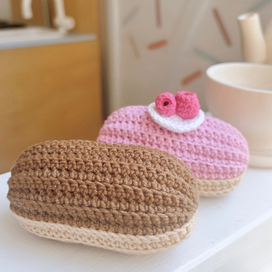 Eclair crochet handmade toy set | 2 pieces
