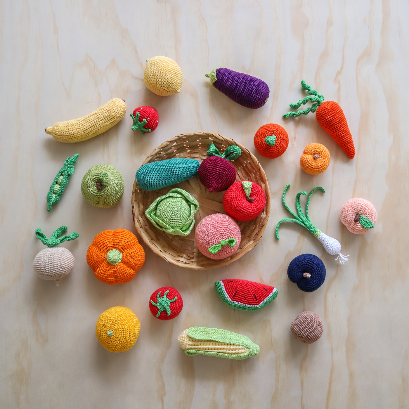 Garden Vegetable Toy Set 3 - 4 handmade pieces
