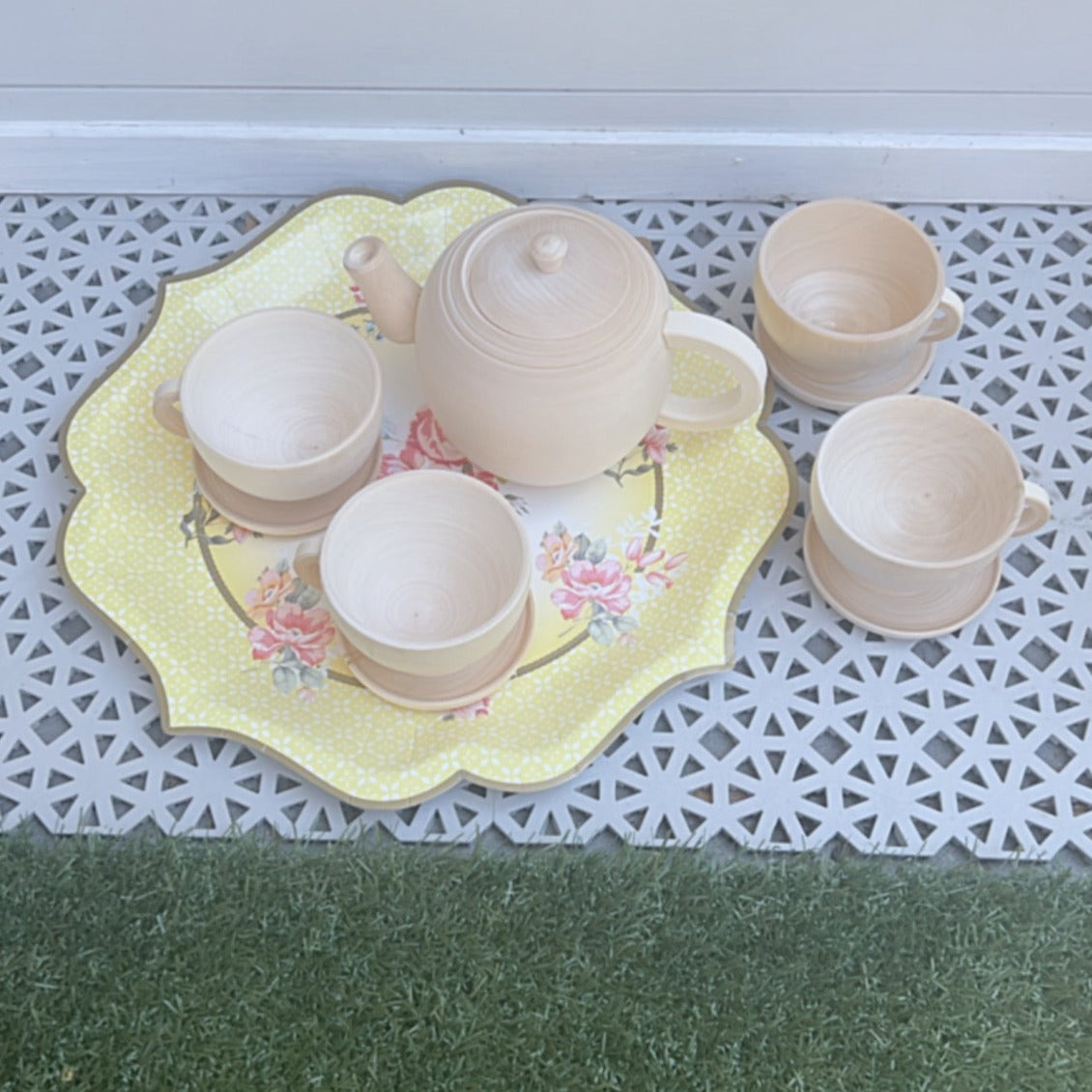 Children's Wooden Heirloom Tea Set, 10 piece set