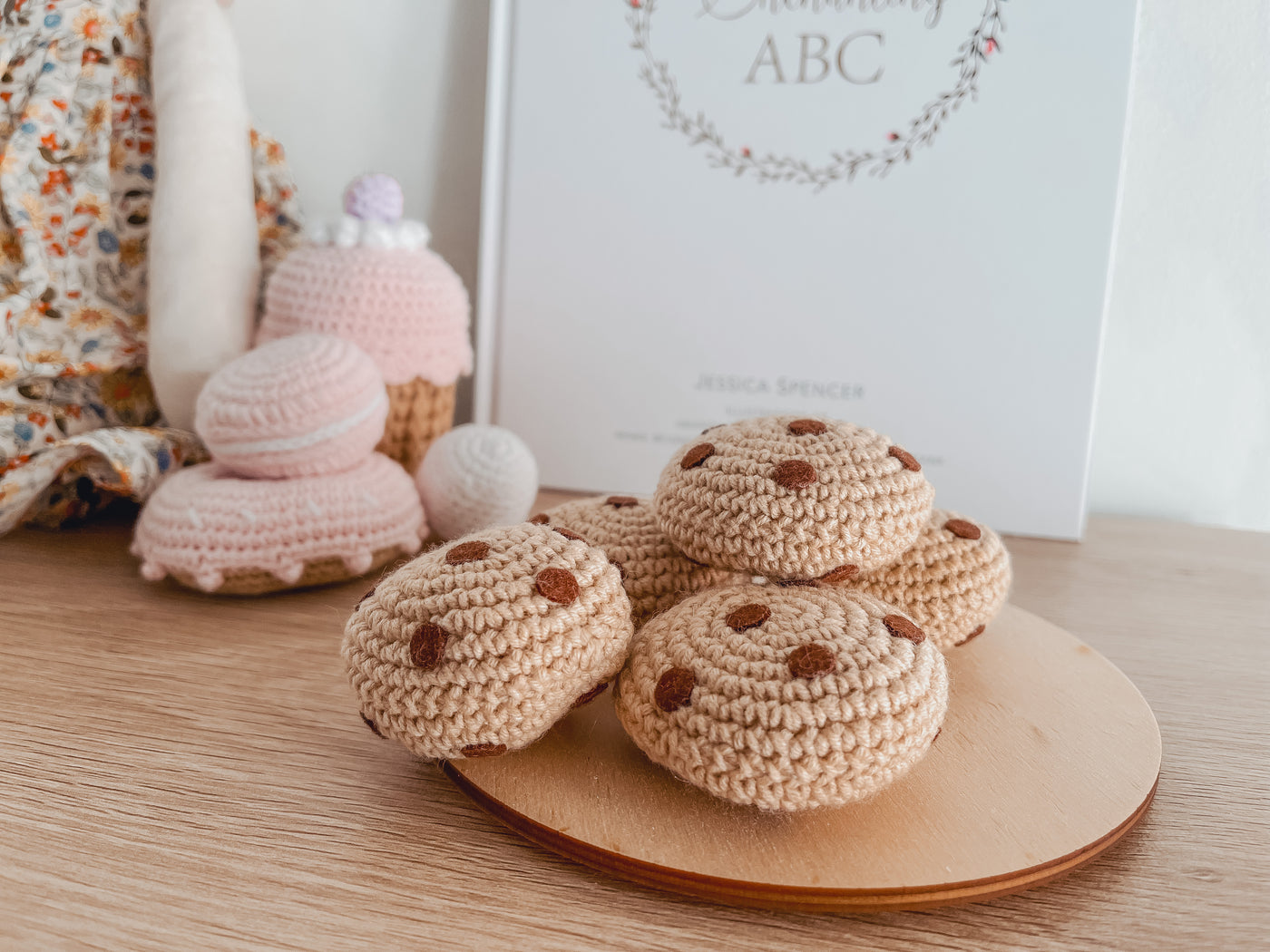 Crochet choc chip cookies | Handmade, 5 piece set