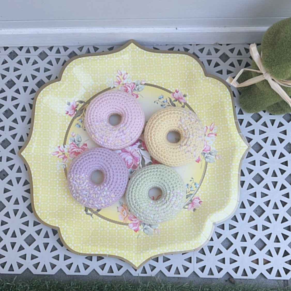 Pastel sprinkle donut set, Handmade 4 pieces