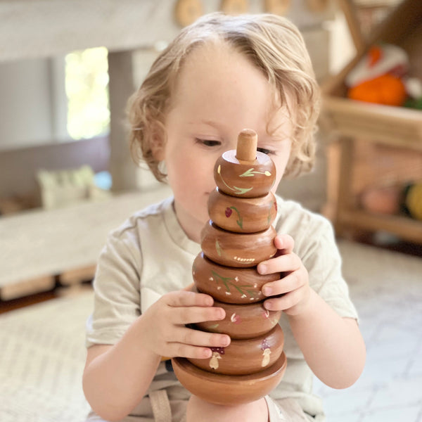 Montessori Grand Botanical wood stacking toy | Handmade, 7 pieces