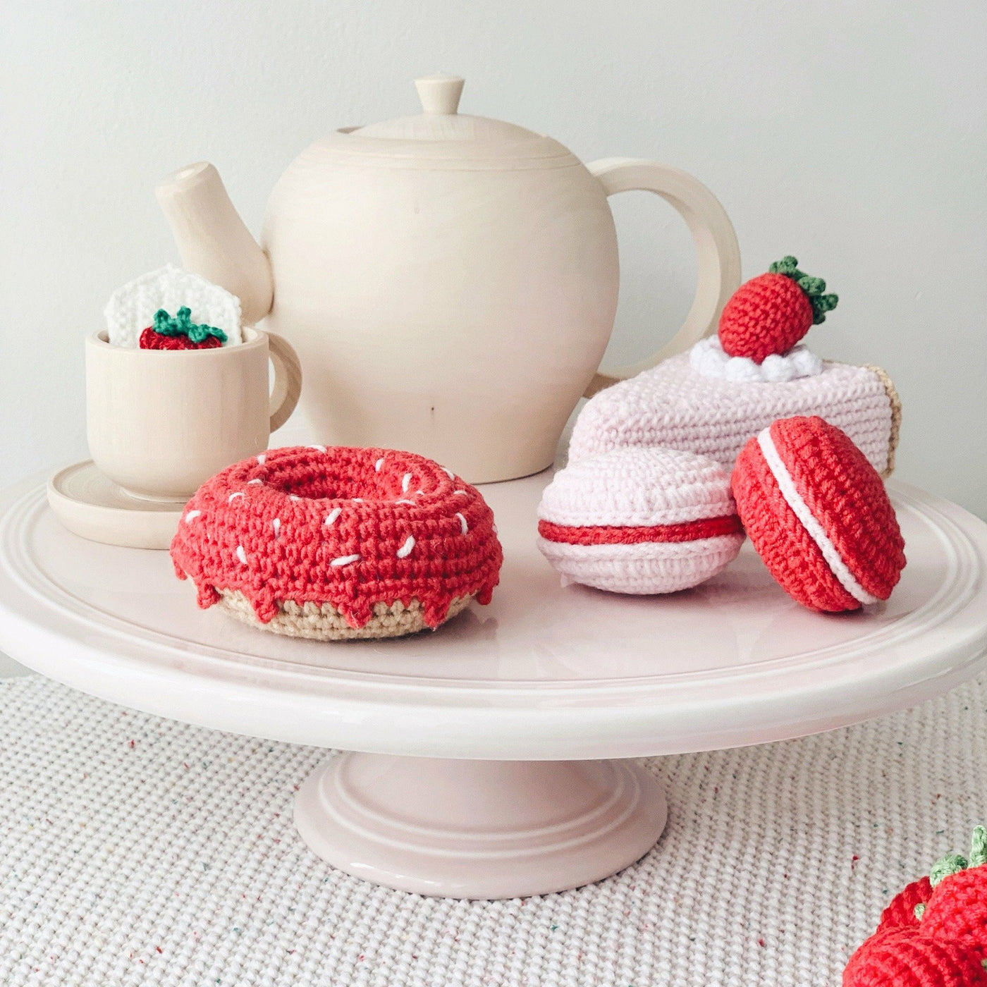 Strawberry Shortcake Tea Party Toys, handmade 4 piece set.