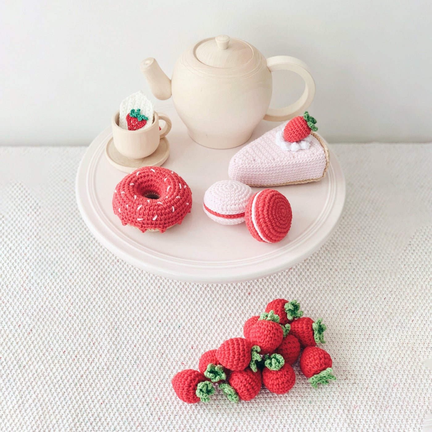 Strawberry Shortcake Tea Party Toys, handmade 4 piece set.