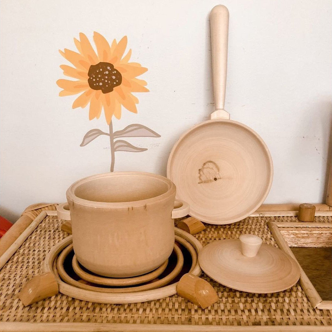 2 piece Wooden Pot & Pan Cooking Set