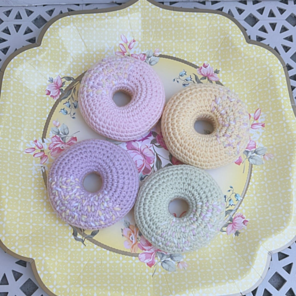 Pastel sprinkle donut set, Handmade 4 pieces